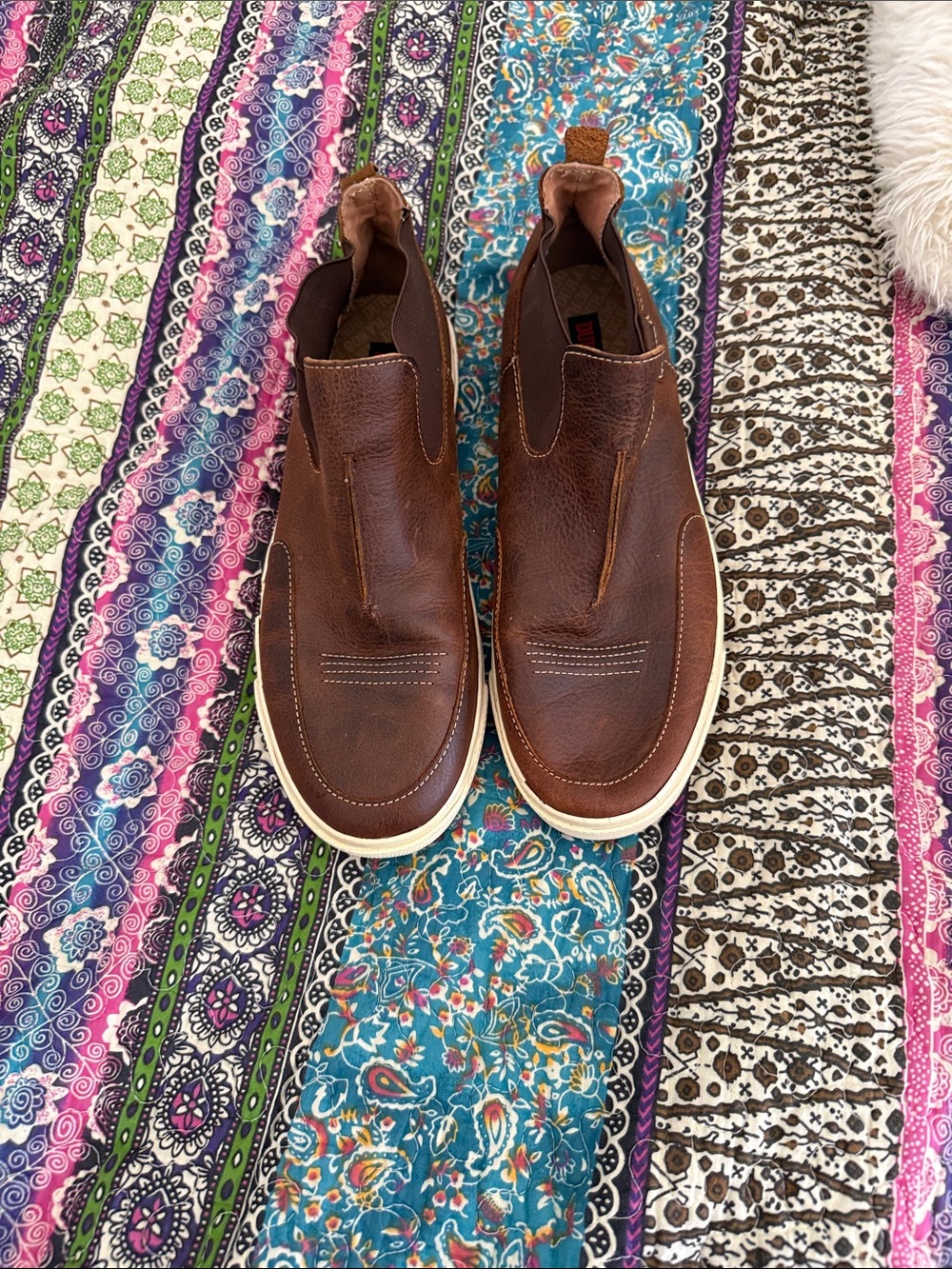 Durango Brown Leather Slip-On Loafers with White Outsole